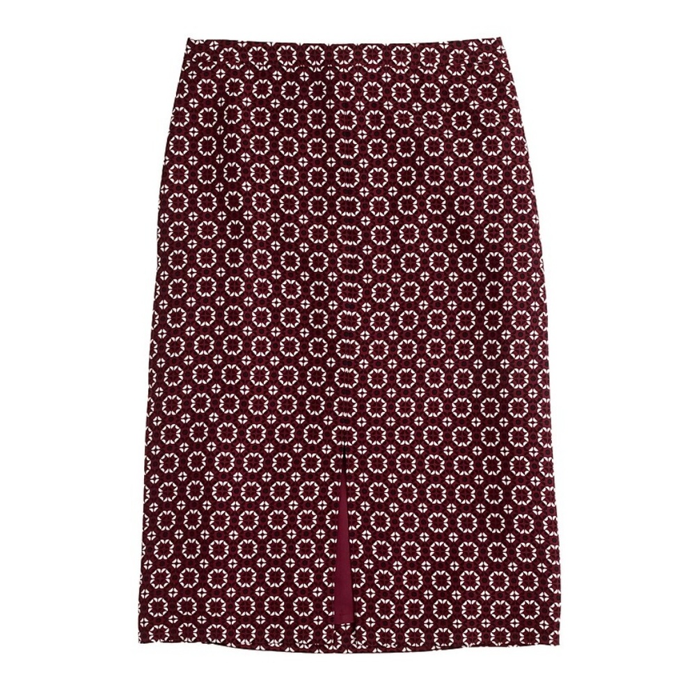 J. Crew Skirt in Rosewood Geo Medallion Sz 0 EUC